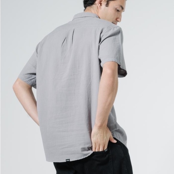 Thrills button down Mens cotton shirt XL gray - Picture 2 of 3